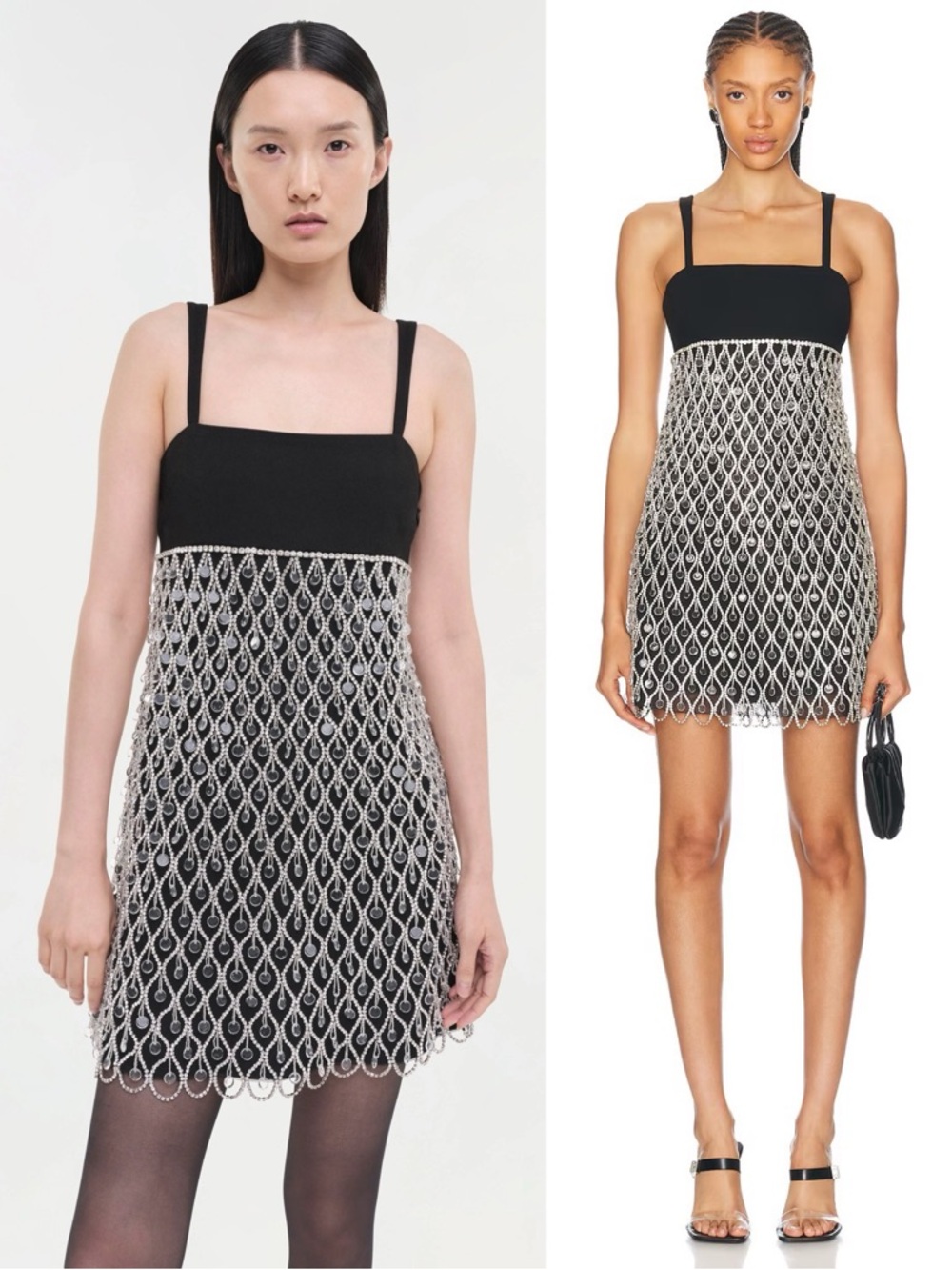 SIMKHAI Sallie Crystal Embellished Mini Dress Black Silver